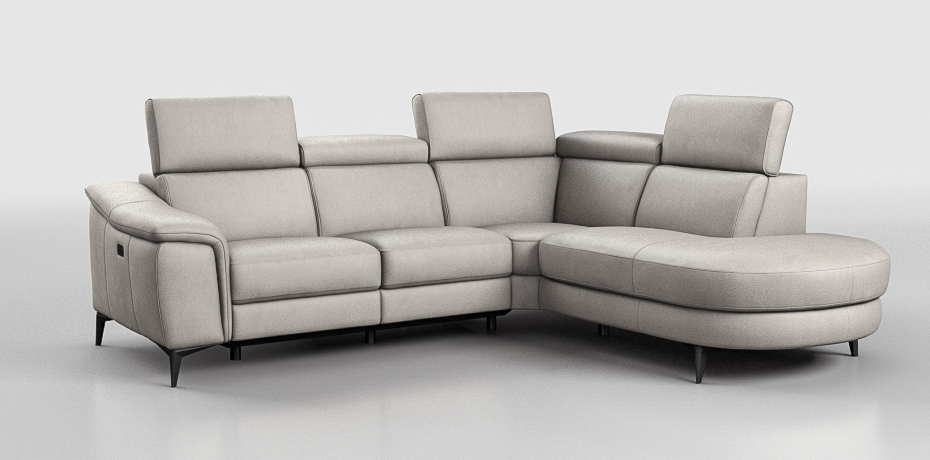 Calbano - corner sofa with 1 electric recliner - right peninsula